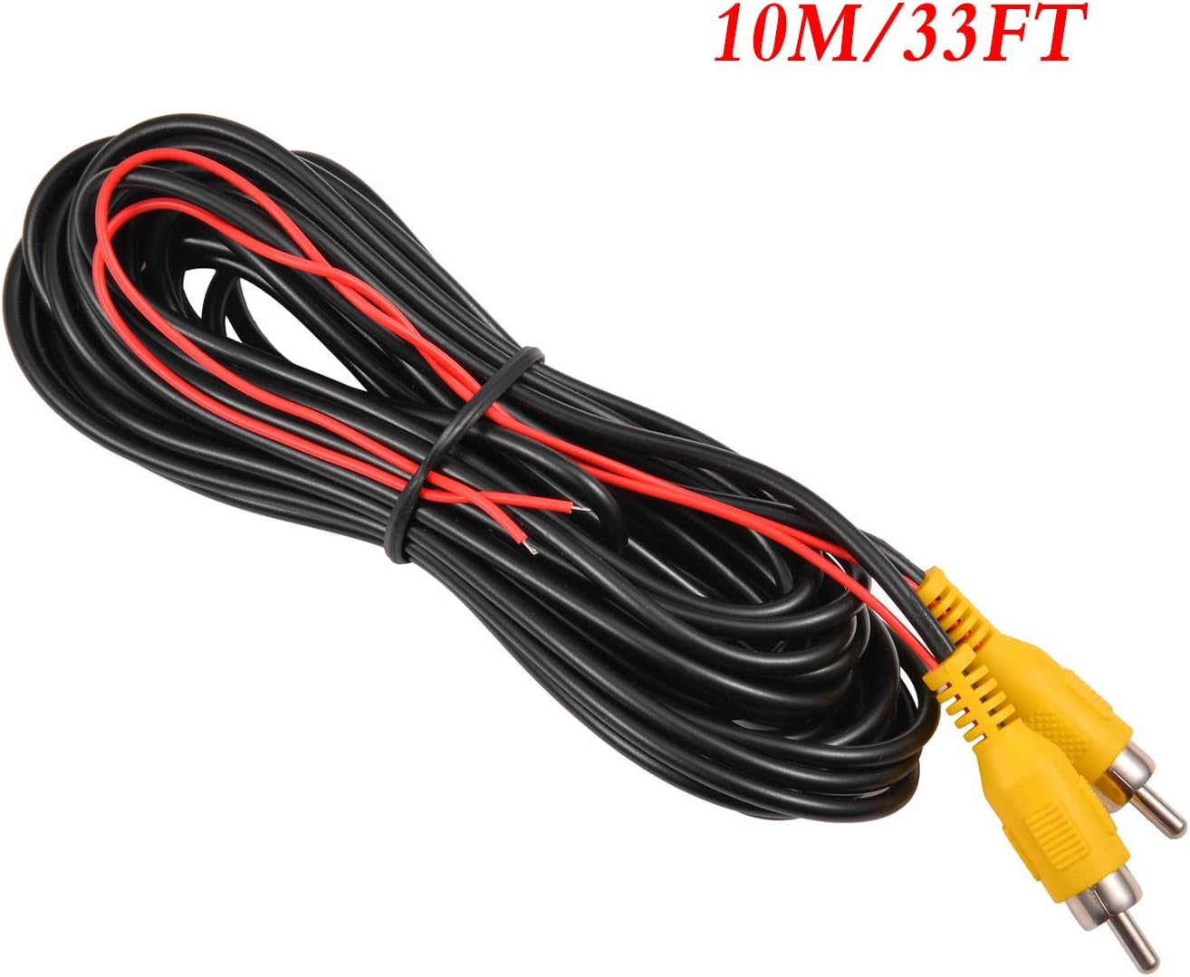 Backup Camera RCA Video Cable,Car Reverse Rear View Parking Camera Video Cable with DC Power Cable & RCA Connector, DC Power Adapter, Cable Clip (33FT/10 Meters)