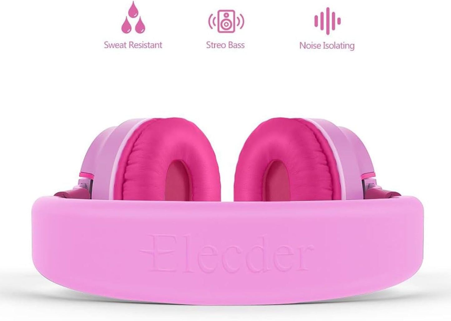 I36 Kids Headphones Children Girls Boys Teens Foldable Adjustable on Ear Headphones 3.5Mm Jack Compatible Cellphones Computer Kindle MP3/4 School Tablet Pink/Rose