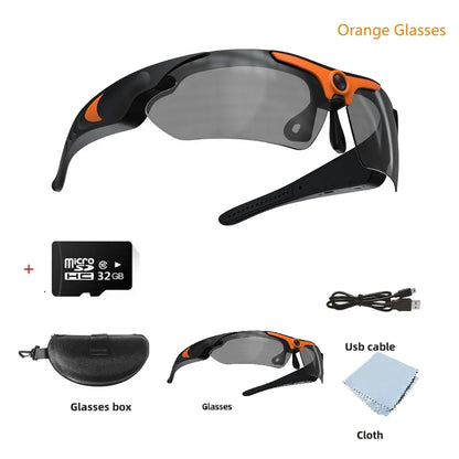 HD 1080P Glasses Mini Camera Outdoor Bicycle Motorcycle Security Protection Sunglasses Video Camera Polarized Lens Sports Cam