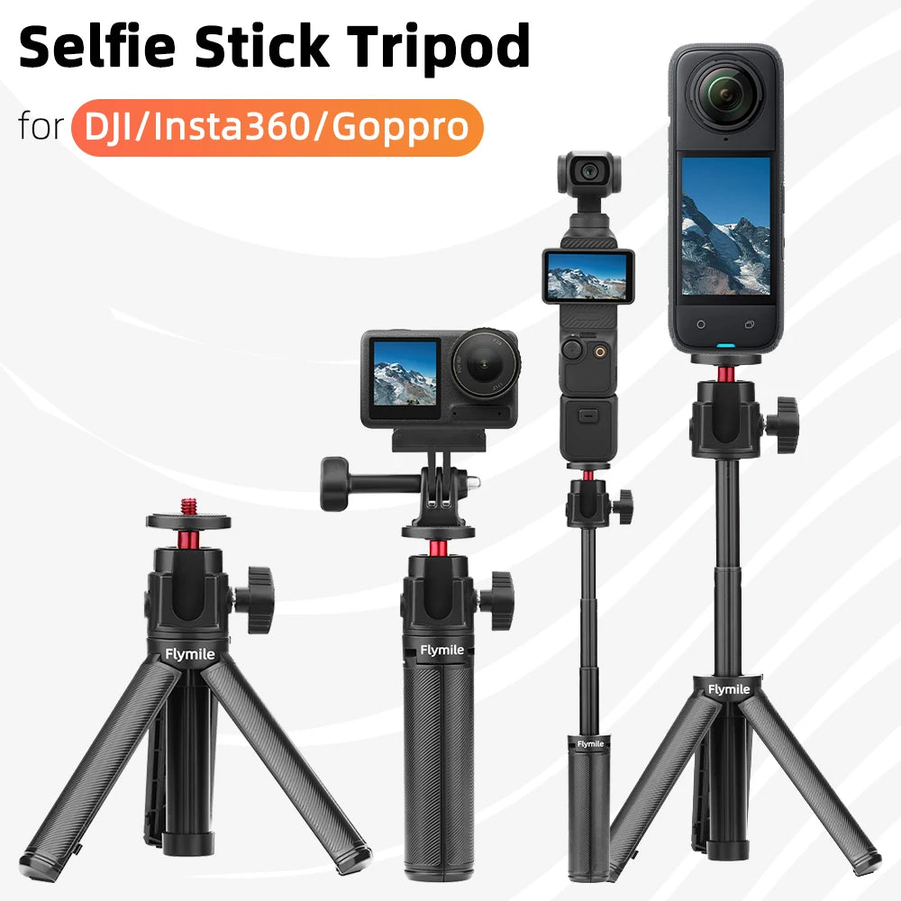 Selfie Stick Tripod for Insta360 X4 X3 Ace Pro 2 DJI Action 5 4 Pro Pocket 3  Selfie Stick with Tripod Stand Accessories