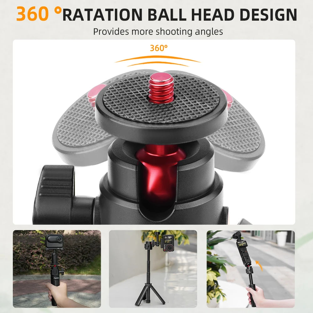 Selfie Stick Tripod for Insta360 X4 X3 Ace Pro 2 DJI Action 5 4 Pro Pocket 3  Selfie Stick with Tripod Stand Accessories