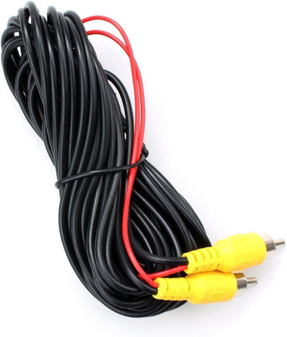 Backup Camera RCA Video Cable,Car Reverse Rear View Parking Camera Video Cable with DC Power Cable & RCA Connector, DC Power Adapter, Cable Clip (33FT/10 Meters)