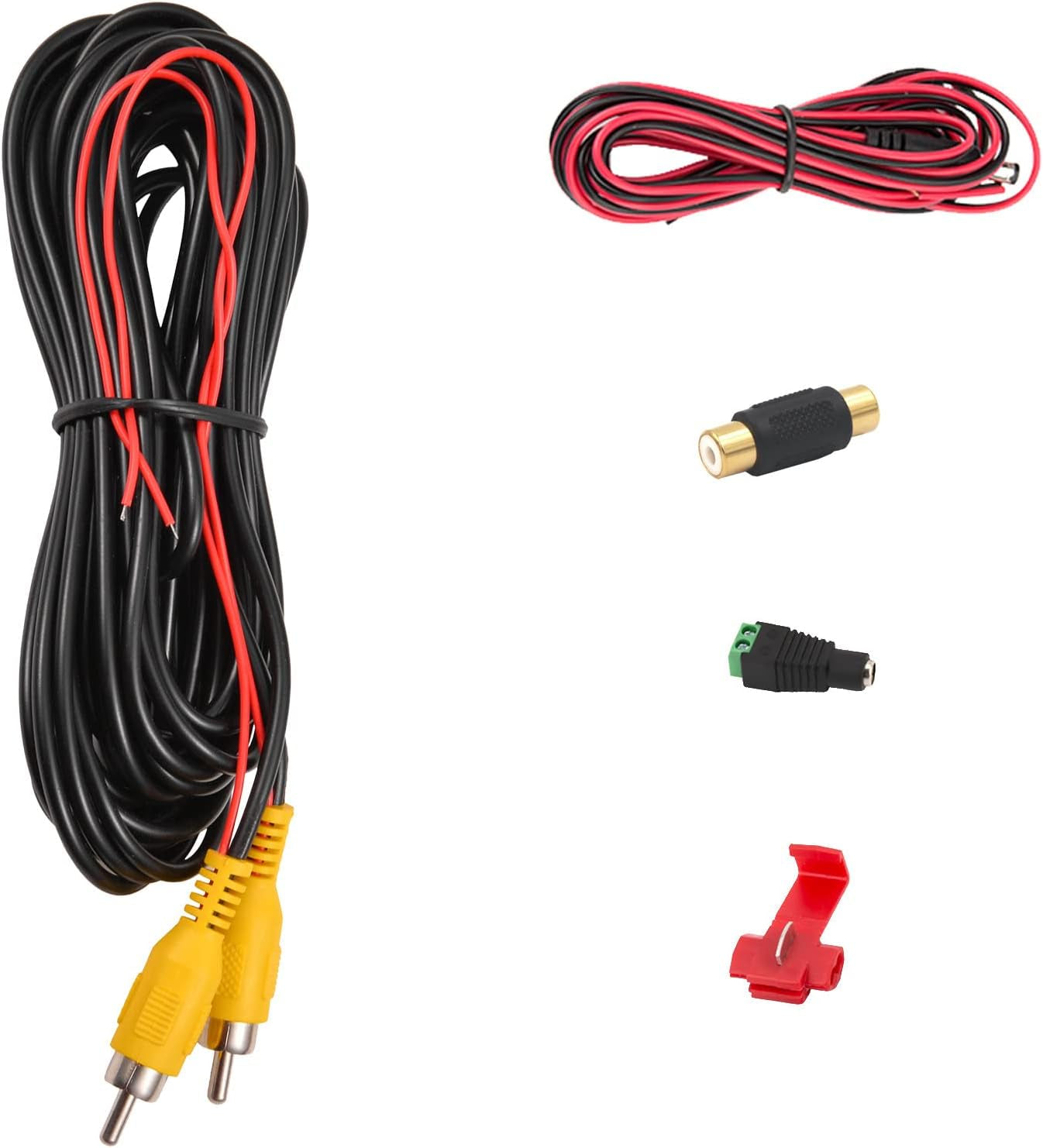 Backup Camera RCA Video Cable,Car Reverse Rear View Parking Camera Video Cable with DC Power Cable & RCA Connector, DC Power Adapter, Cable Clip (33FT/10 Meters)